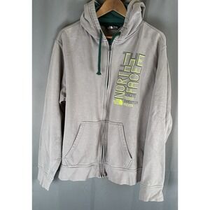The North Face Mens Gray Full Zip Hooded Graphic Sweatshirt Size Large